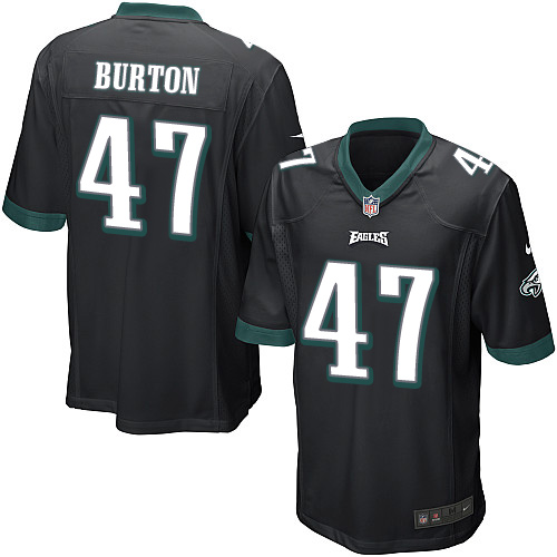 Men's Game Trey Burton Nike Jersey Black Alternate - #47 NFL Philadelphia Eagles